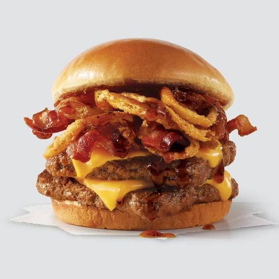 Order Bourbon Bacon Cheeseburger Double food online from Wendy store, Gonzales on bringmethat.com