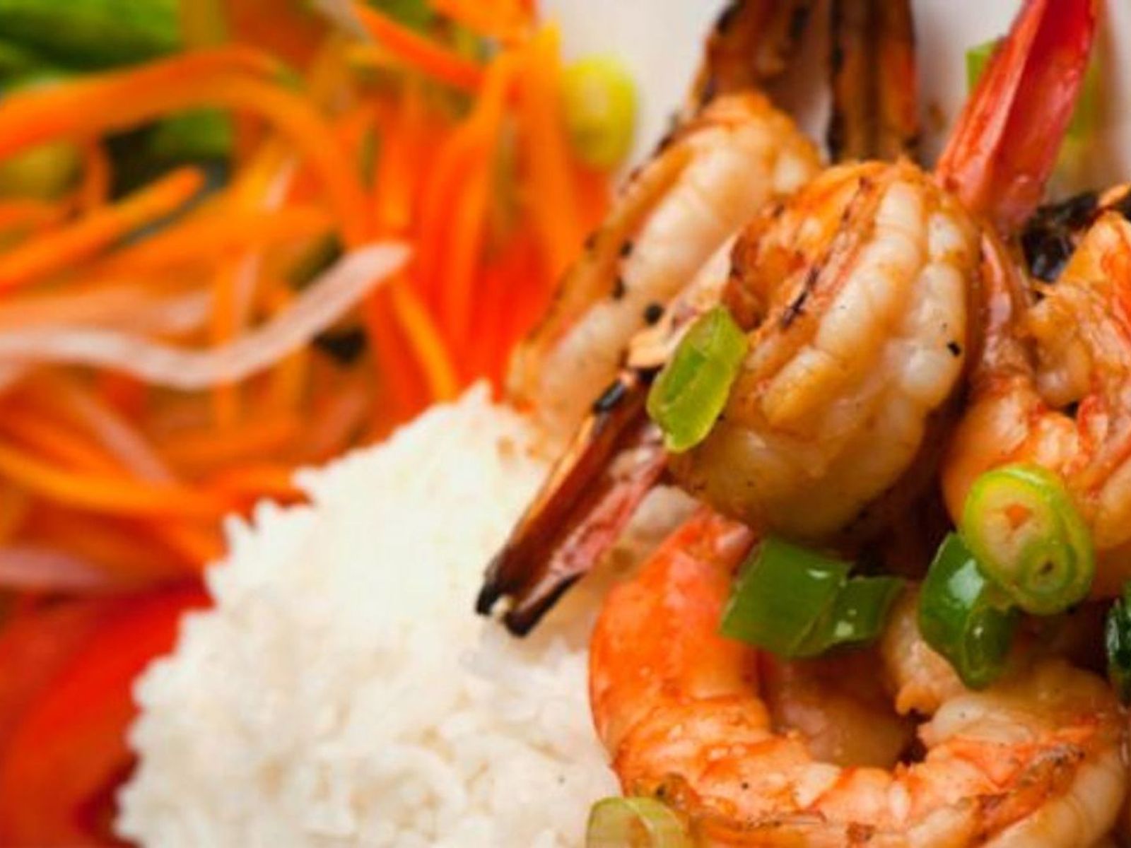 Order C5. Grilled Jumbo Shrimp Rice Plate food online from Pho-Nomenal store, Colorado Springs on bringmethat.com