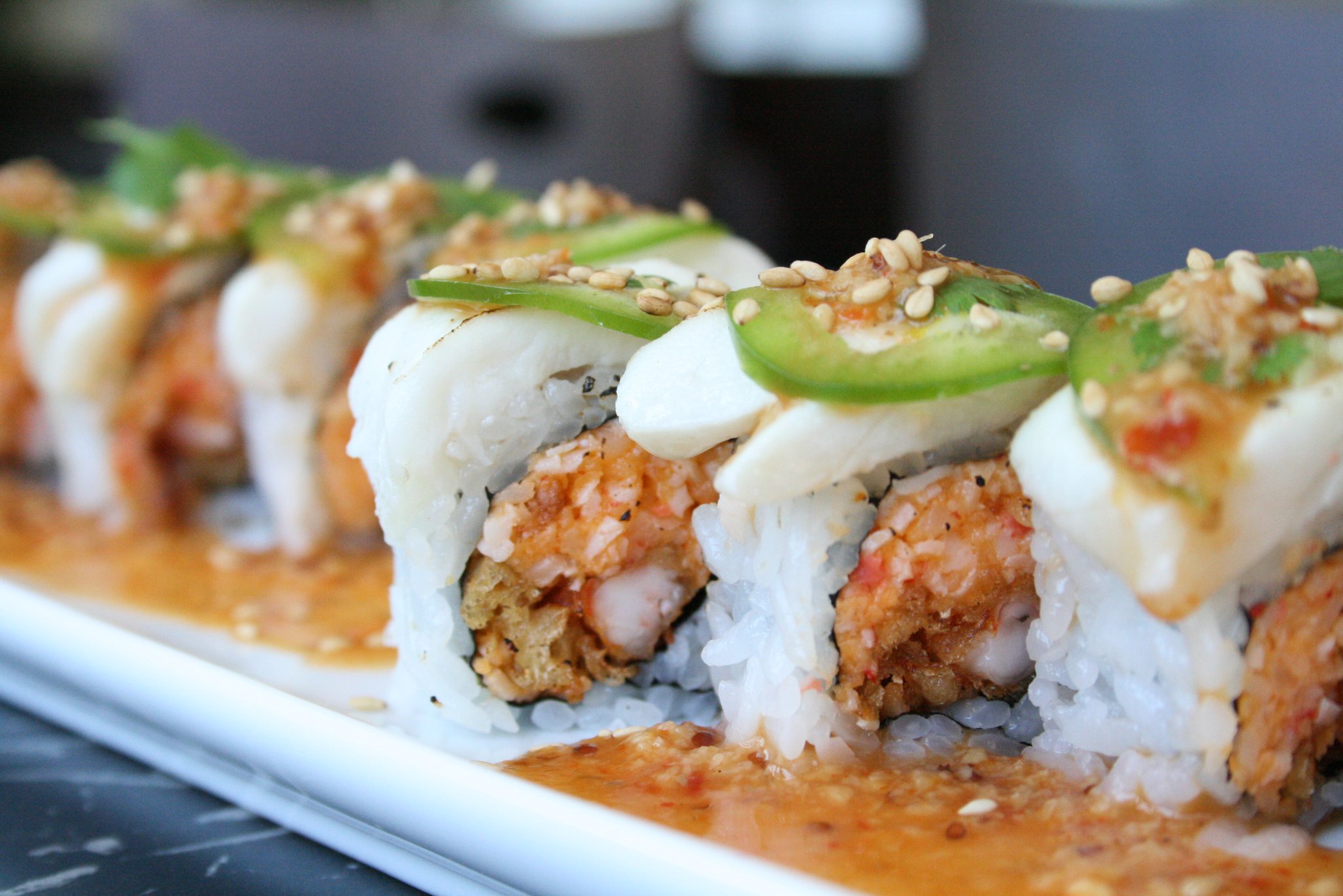 Order Fire Snow Roll food online from Bad Sushi store, Los Angeles on bringmethat.com