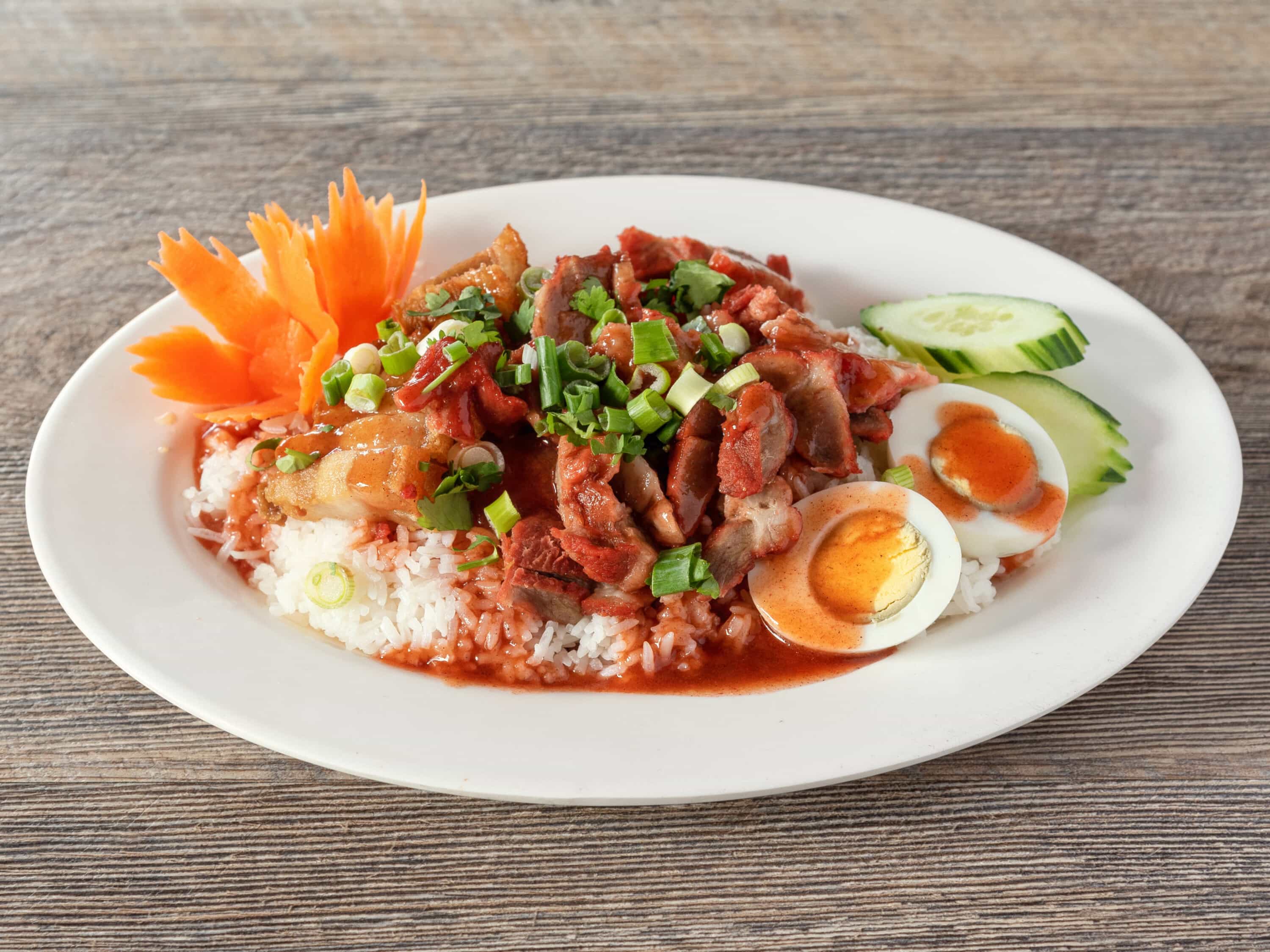 Order Khao Moo Daeng food online from Tom Yum Koong store, Medford on bringmethat.com