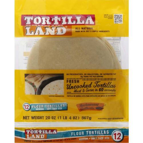 Order Tortilla Land · Uncooked Flour Tortillas (12 tortillas) food online from United Supermarkets store, Plainview on bringmethat.com