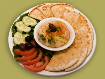 Order Hummos and Pita Appetizer food online from Troy Greek Restaurant store, San Diego on bringmethat.com