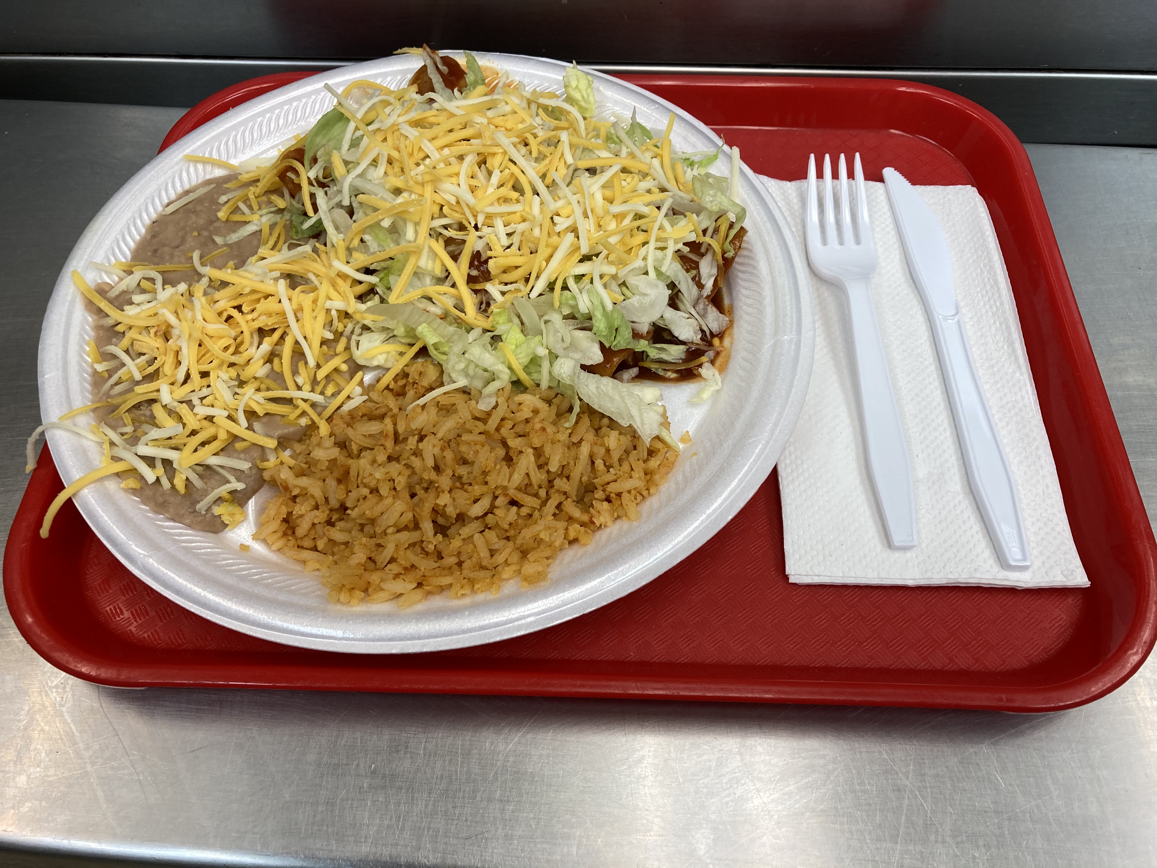 Order 3. Two Cheese Enchiladas Combo Plate food online from Daniel Taco Shop store, Colorado Springs on bringmethat.com