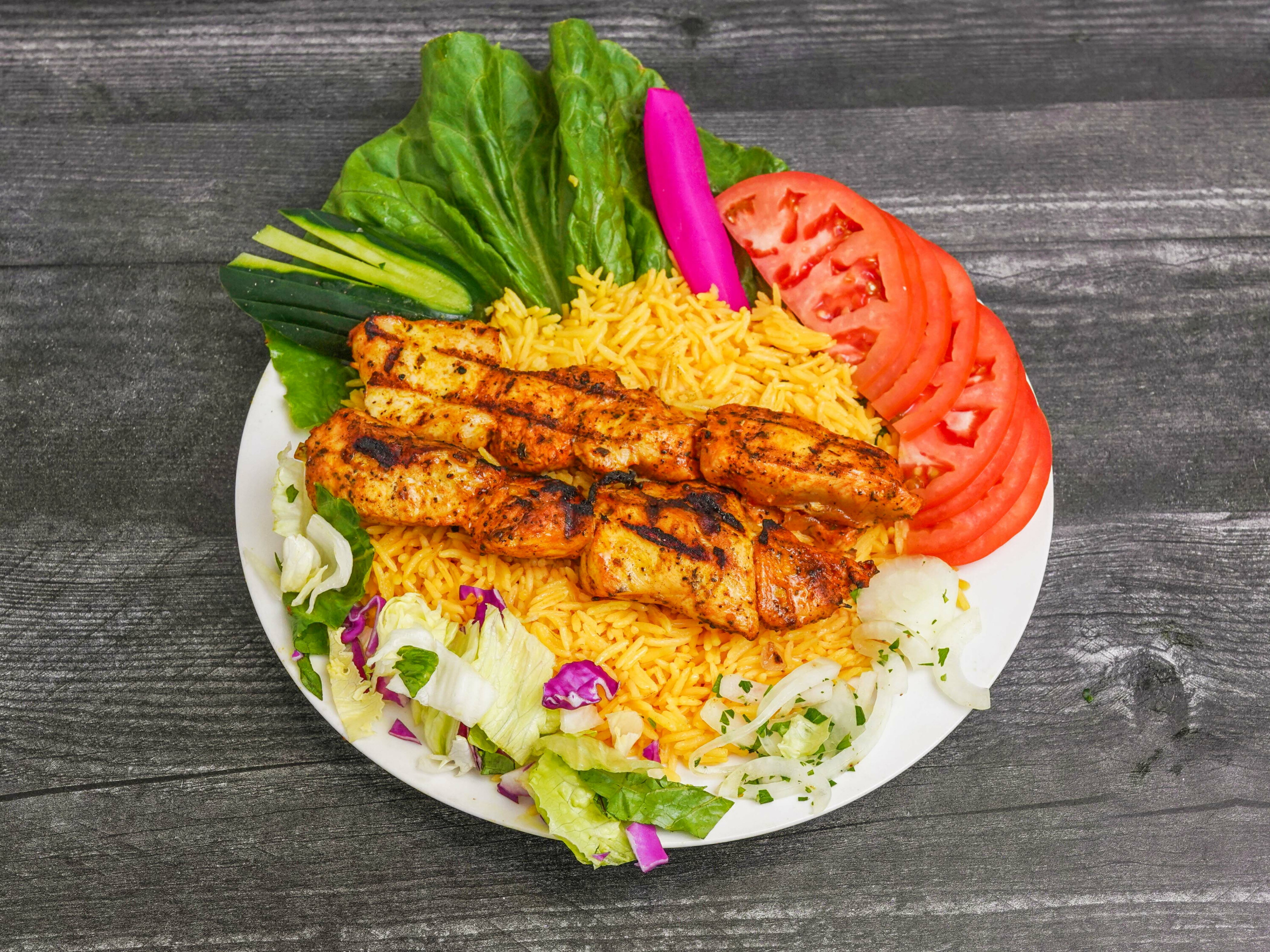 Order Chicken Shish Tawook Entrée food online from Pita Zone store, Bolingbrook on bringmethat.com
