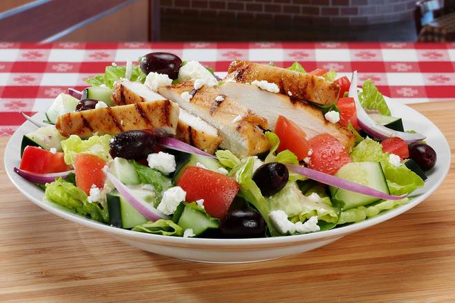 Order Greek Salad With Grilled Chicken food online from Portillo's Hot Dogs store, Villa Park on bringmethat.com