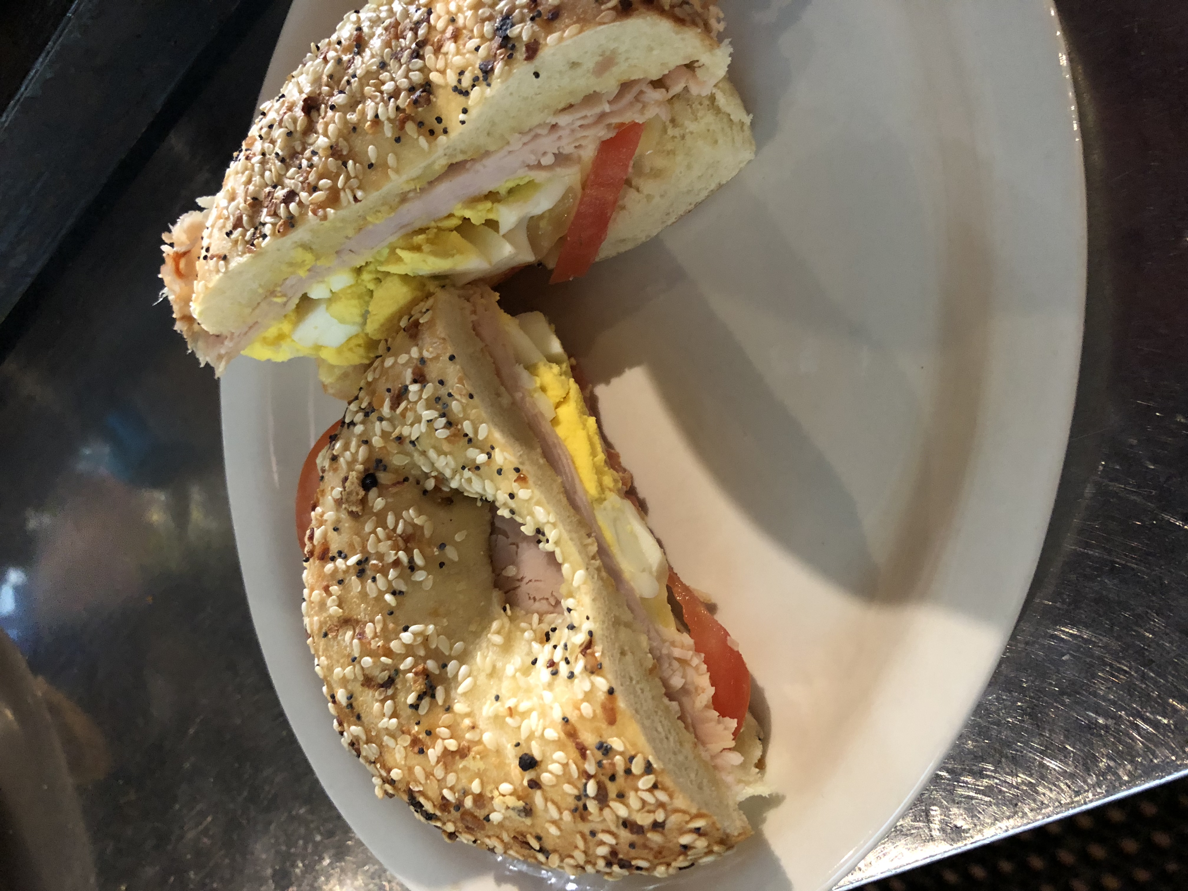 Order Turkey Bagel Sandwich Breakfast food online from Iguana Cafe store, Chicago on bringmethat.com