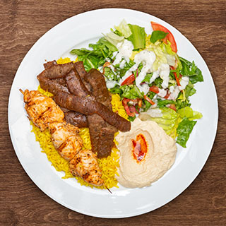 Order 7. Gyro Kabob Royale Plate food online from The Green Olive store, Camarillo on bringmethat.com