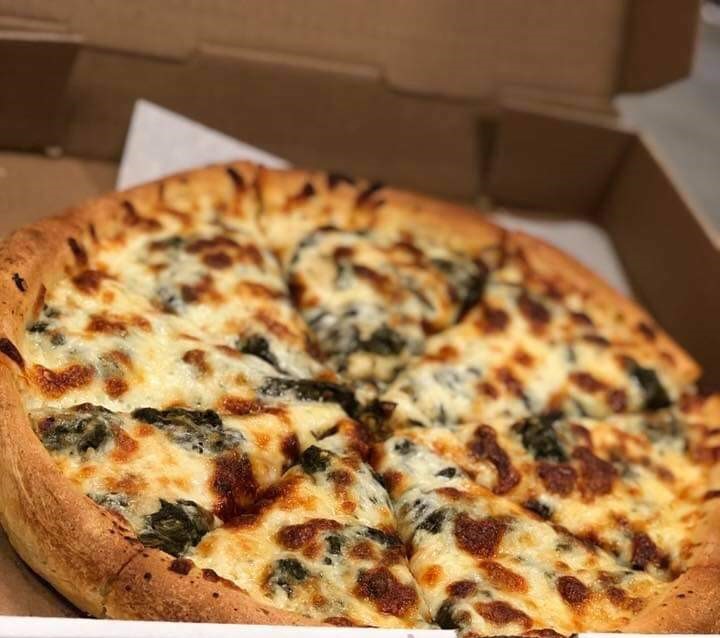 Order Spinach White Pizza food online from Cornersburg Pizza-Boardman store, Youngstown on bringmethat.com