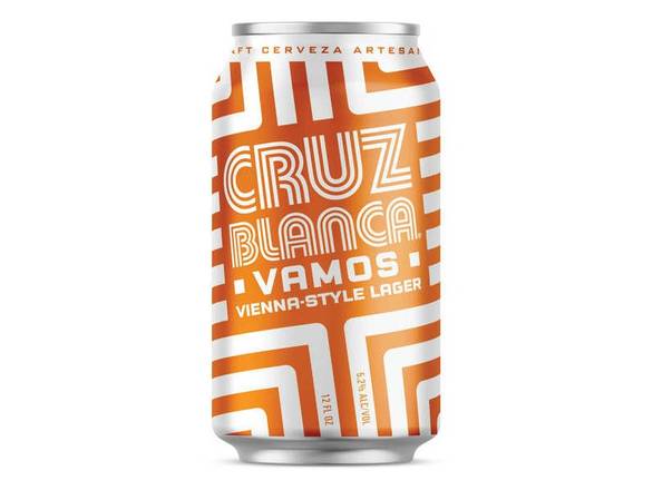 Order Cruz Blanca Vamos Lager - 6x 12oz Cans food online from Garfield's Beverage Warehouse store, Chicago on bringmethat.com