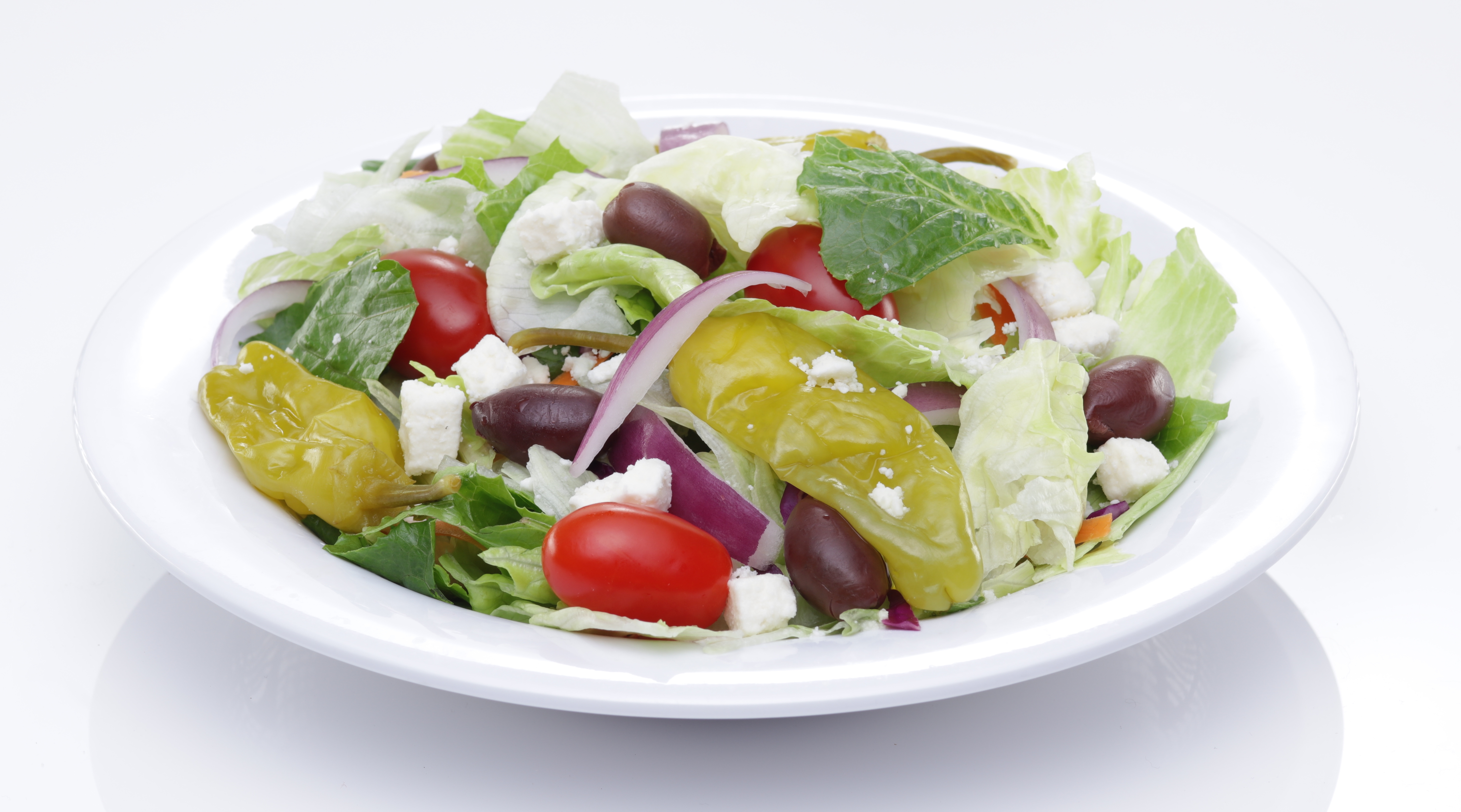 Order Greek Salad food online from Johnny New York Style Pizza store, Stockbridge on bringmethat.com