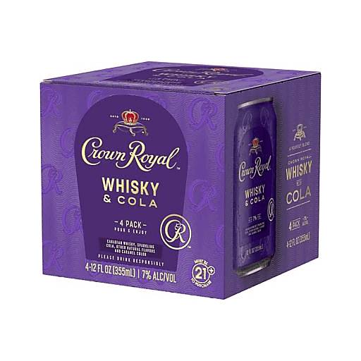 Order Crown Royal Whisky & Cola Cocktail (4PK 355 ML) 132779 food online from Bevmo! store, Los Angeles on bringmethat.com