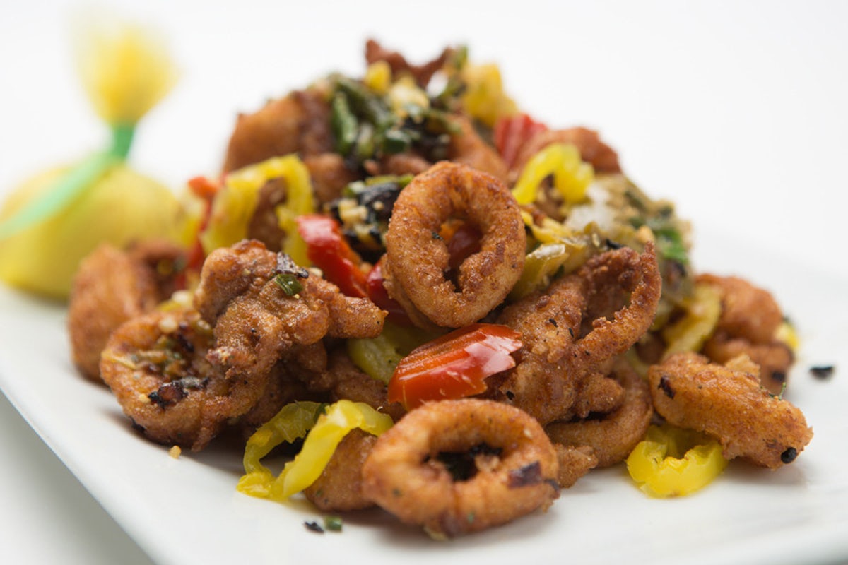 Order Cherry Pepper Calamari food online from Perry Steakhouse & Grille store, Dallas on bringmethat.com