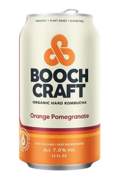 Order Boochcraft Orange Pomegranate Organic Hard Kombucha ( 6 PK x 12 OZ CANS ) food online from Friends Snacks store, San Francisco on bringmethat.com