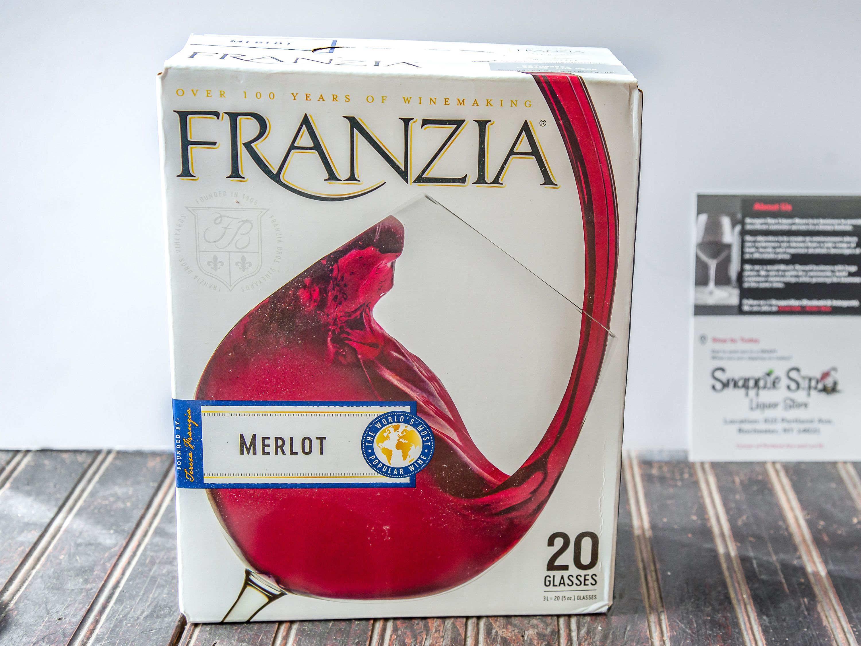 Order Franzia Merlot 3.0L food online from Snappie Sips store, Rochester on bringmethat.com