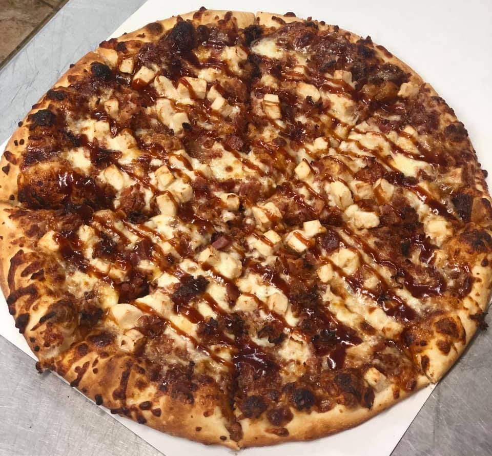 Order 27. BBQ Chicken Pizza - Small 12" food online from Angelo's pizza and deli catering store, Long Island City on bringmethat.com