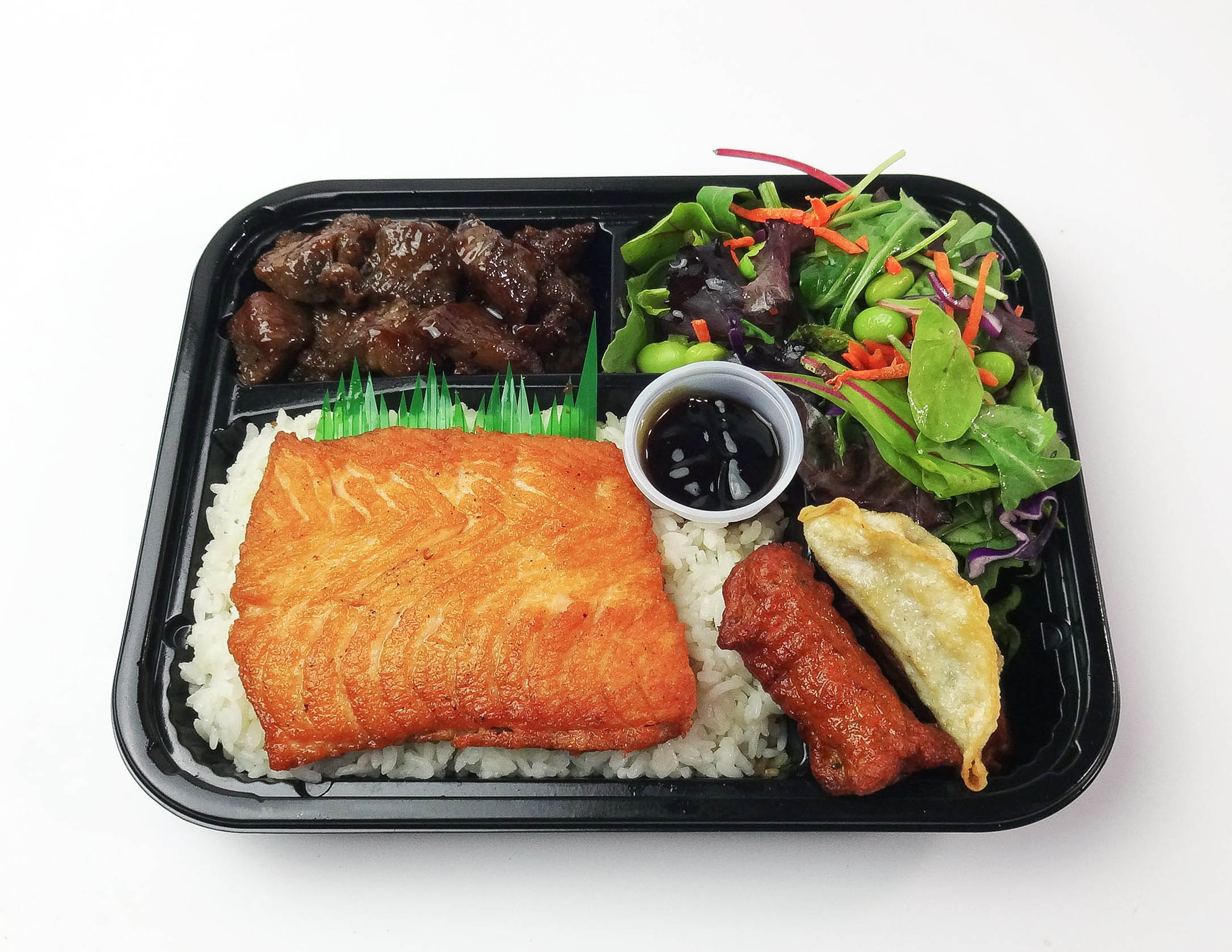 Order #12 Grilled Salmon & Teriyaki Beef food online from I Heart Bento store, Cupertino on bringmethat.com
