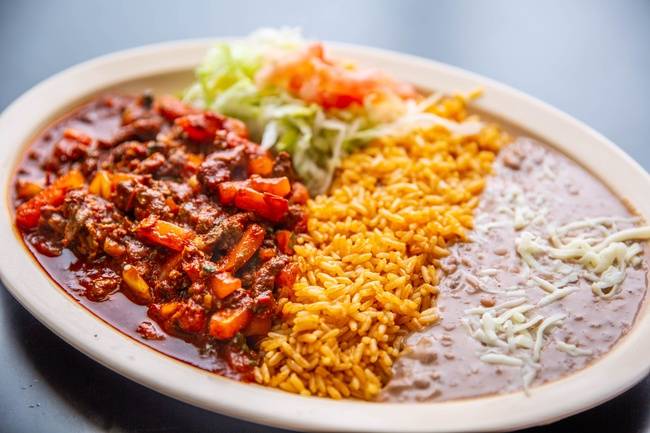 Order Bistek a la Mexicana Dinner food online from El Famous Burrito store, Glendale Heights on bringmethat.com
