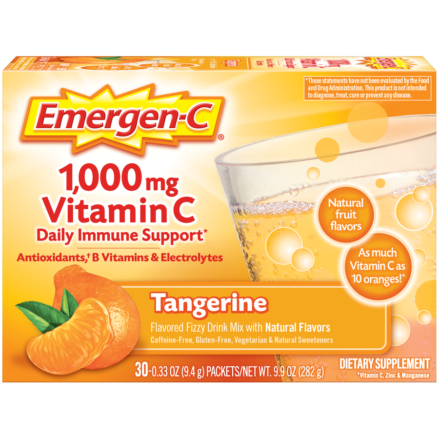 Order Emergen-C Flavored Fizzy Drink Mix, Vitamin C, 1000mg, Tangerine - 30 ct food online from Rite Aid store, ELMIRA on bringmethat.com