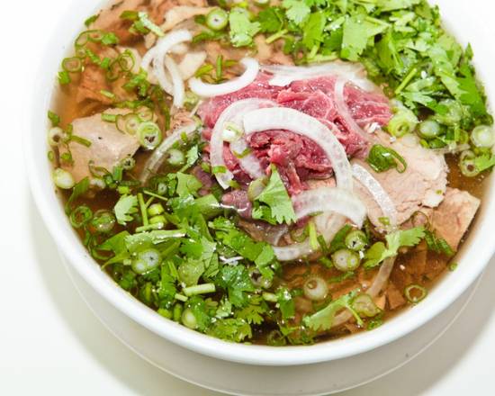 Order Rare Steak Filet Mignon with Brisket Pho food online from Pho-Licious store, Arcadia on bringmethat.com