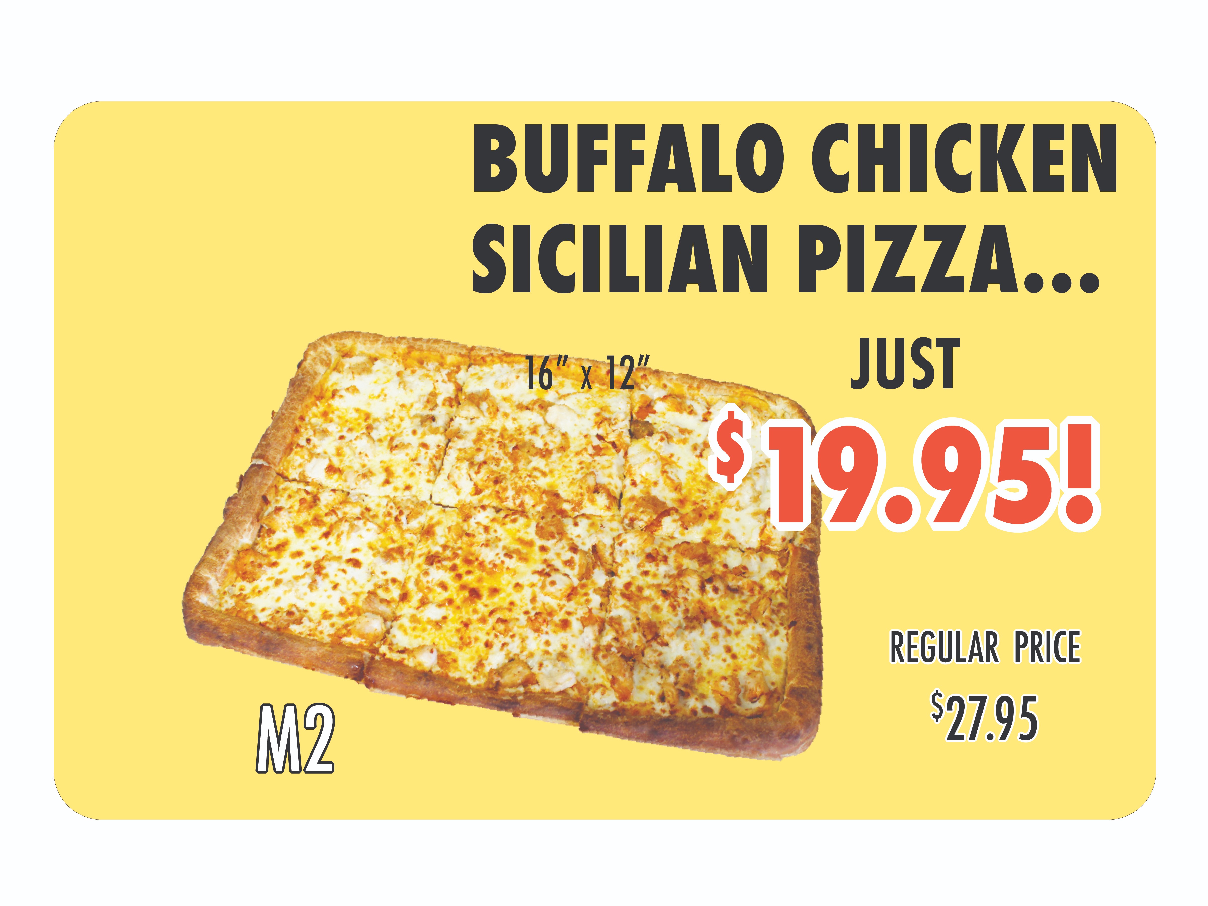 Order M2. Buffalo Chicken Sicilian Pizza food online from Windy City Pizza Quincy Location store, Quincy on bringmethat.com