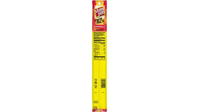 Order Slim Jim Twin Pack Snack-Sized Smoked Meat Stick Original food online from Route 7 Food Mart store, Norwalk on bringmethat.com