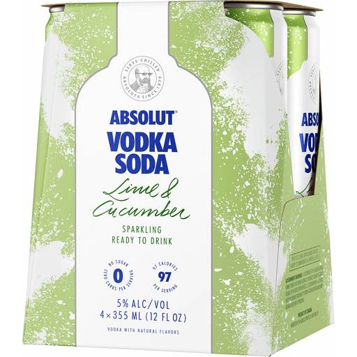 Order Absolut Lime & Soda (4PKC 12 OZ) 129691 food online from Bevmo! store, Redwood City on bringmethat.com