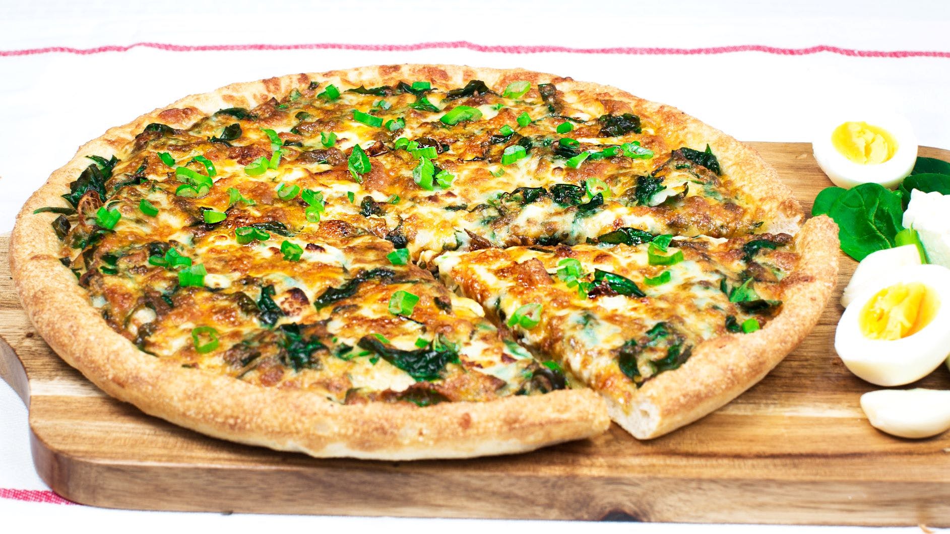 Order Spinach Special Pizza - Personal 8" food online from Sarpino S Pizzeria Elmhurst store, Elmhurst on bringmethat.com