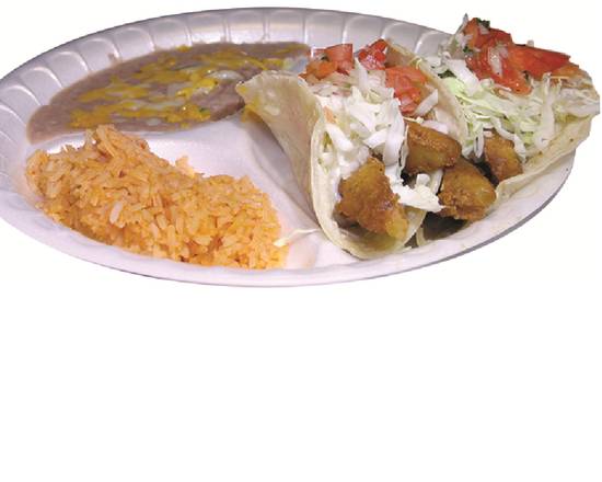 Order Two Fish Tacos Plate  food online from Mario's Taco Shop store, Chula Vista on bringmethat.com