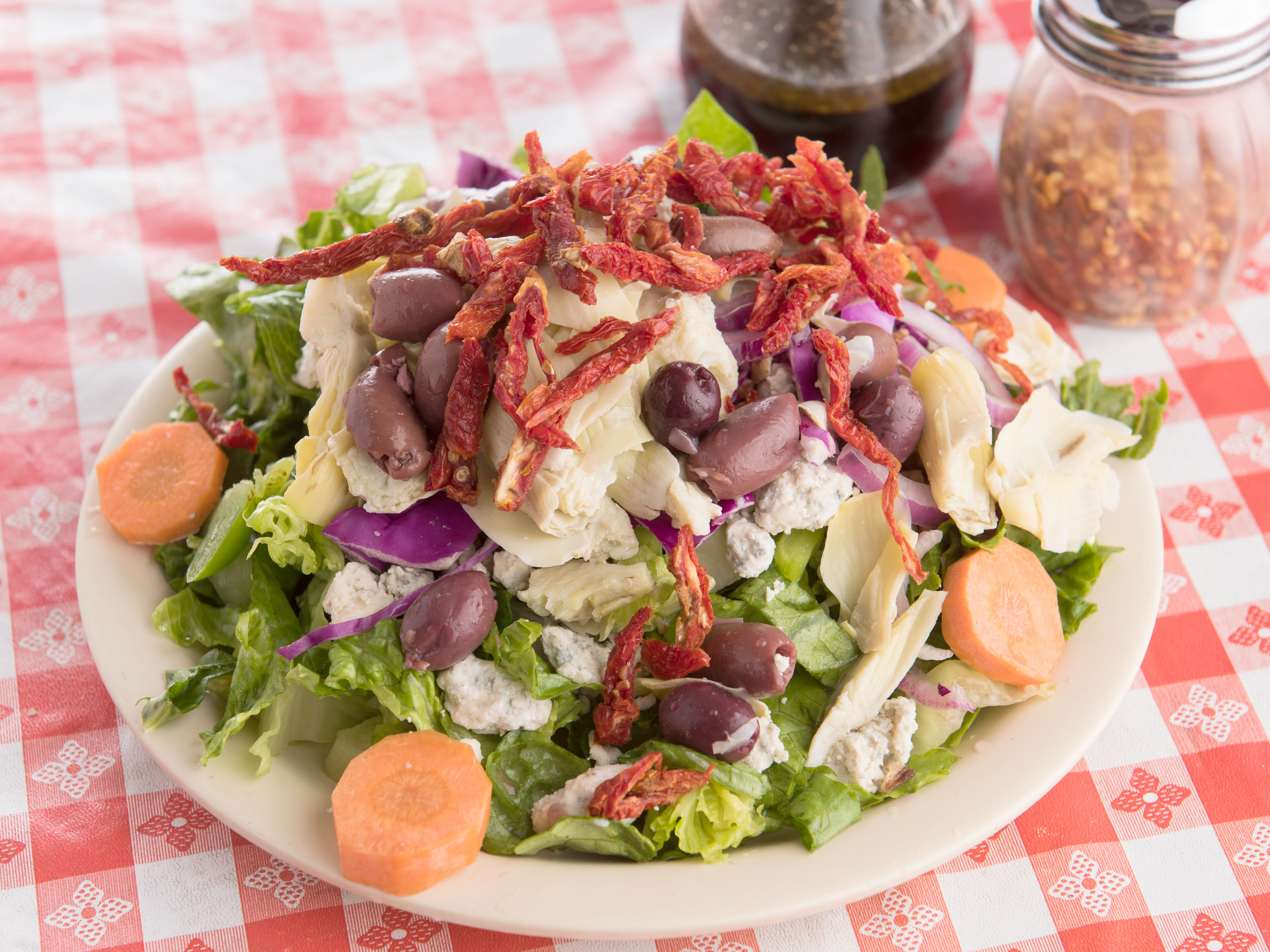 Order Mediterranean Salad food online from Two Guys Pizzeria store, Houston on bringmethat.com
