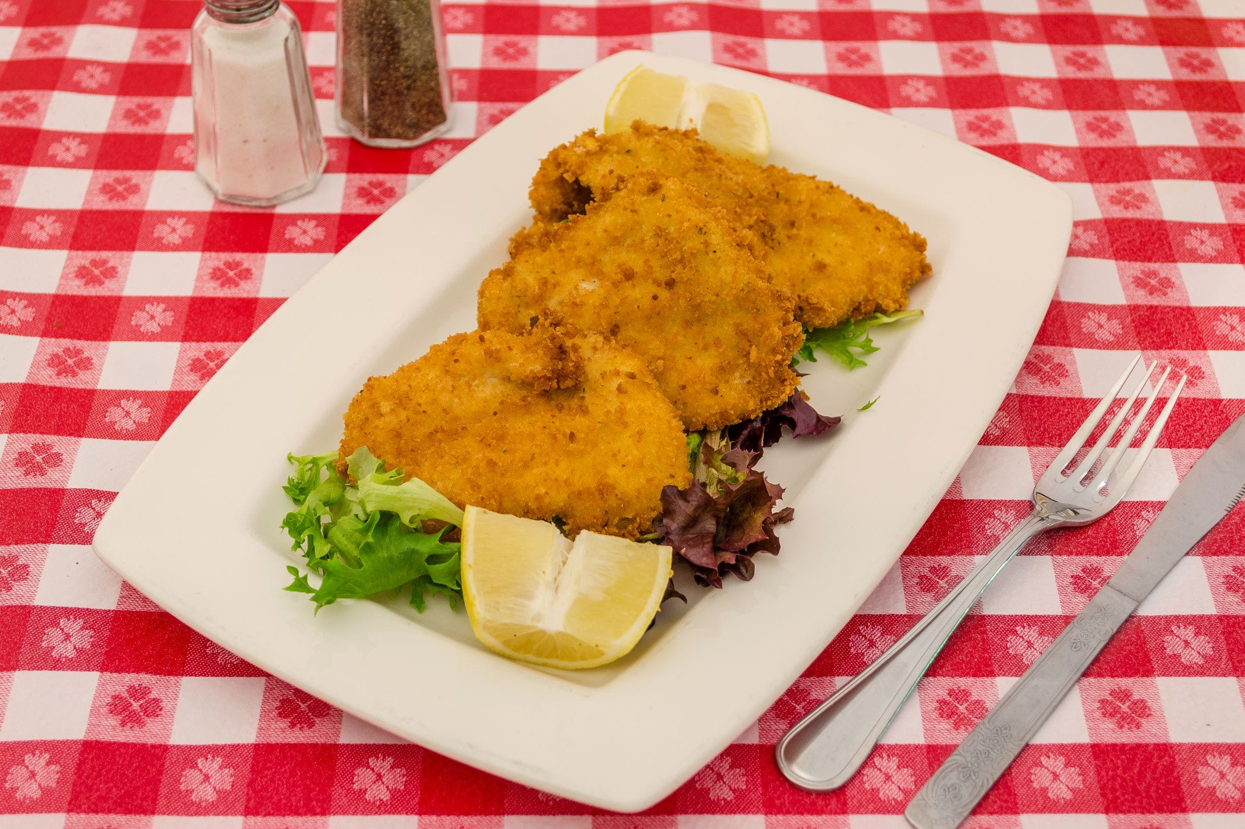 Order Chicken Francese - Entree food online from Luisa's Pizza Pasta & More store, Jackson on bringmethat.com