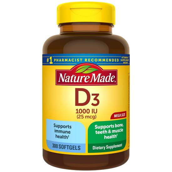 Order Nature Made Vitamin D3 1000IU Softgels 25mcg (300 ct) food online from Rite Aid store, Palm Desert on bringmethat.com
