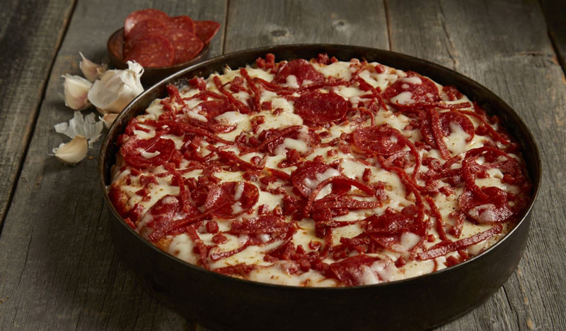 Order Pepperoni Extreme Deep Dish Pizza food online from BJs Restaurant & Brewhouse store, Greenwood on bringmethat.com