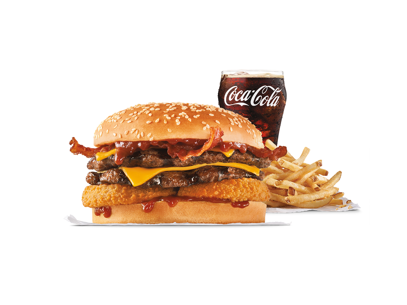 Order Double Western Bacon Cheeseburger® Combo food online from Hardee store, Fort Wayne on bringmethat.com