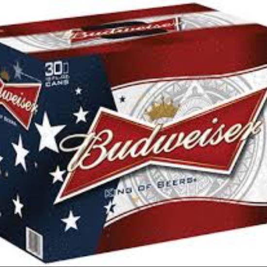 Order Bud, 30pk cans domestic beer (5% ABV) food online from Adobe Wine & Liquors store, Fountain Hills on bringmethat.com