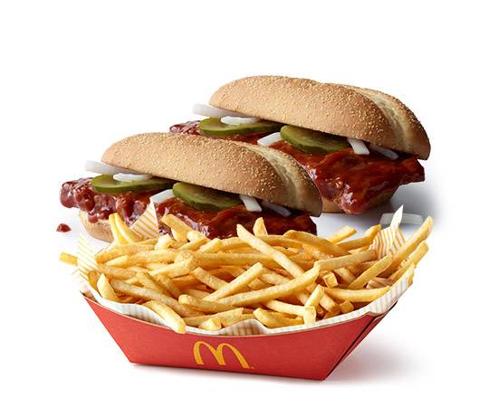 Order 2 McRib and Basket of Fries Bundle food online from Mcdonald's® store, NEW CASTLE on bringmethat.com