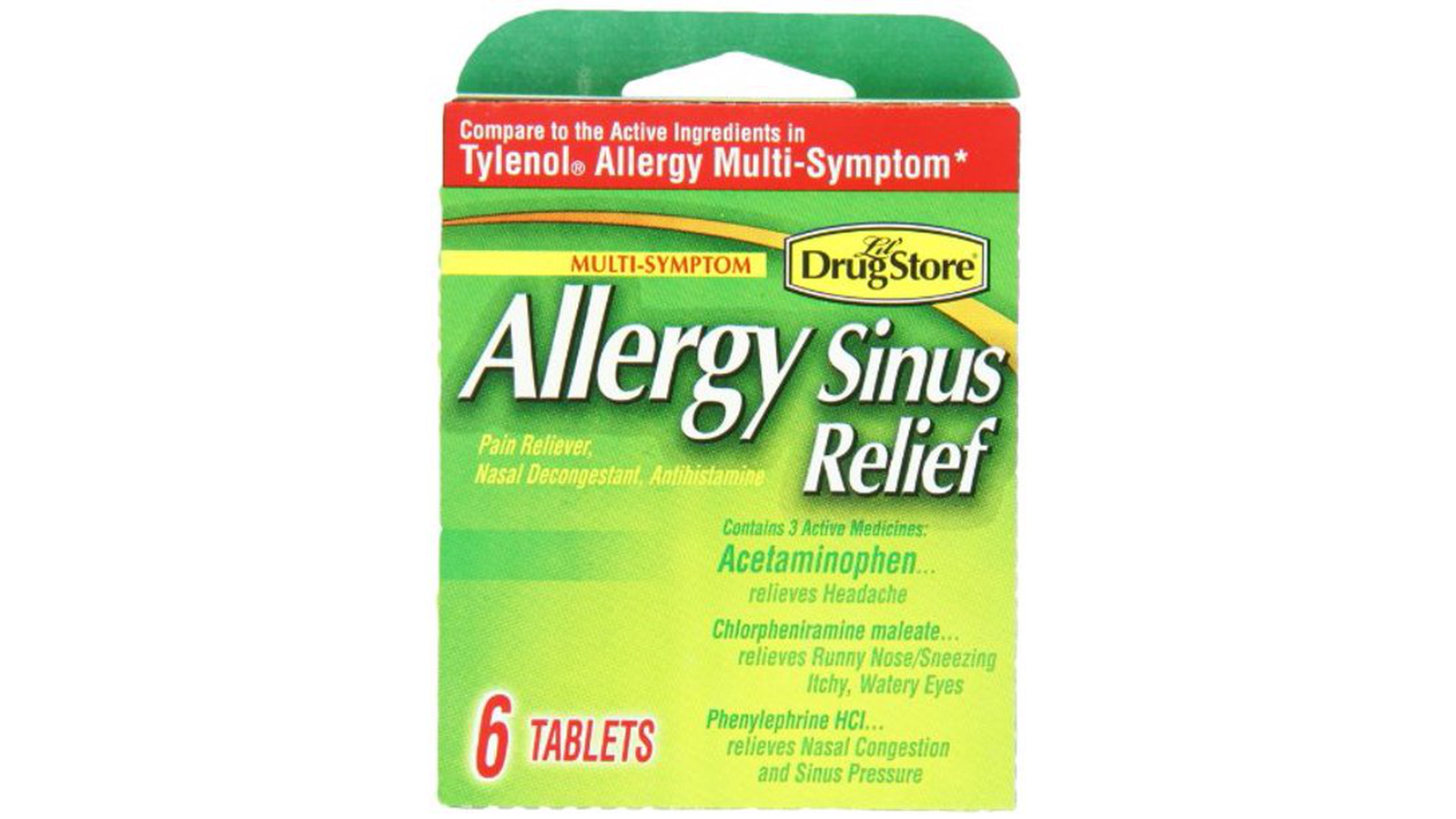 Order Lil' Drug Store Allergy Sinus Relief Tablets 6 Tb food online from Lula Convenience Store store, Evesham on bringmethat.com