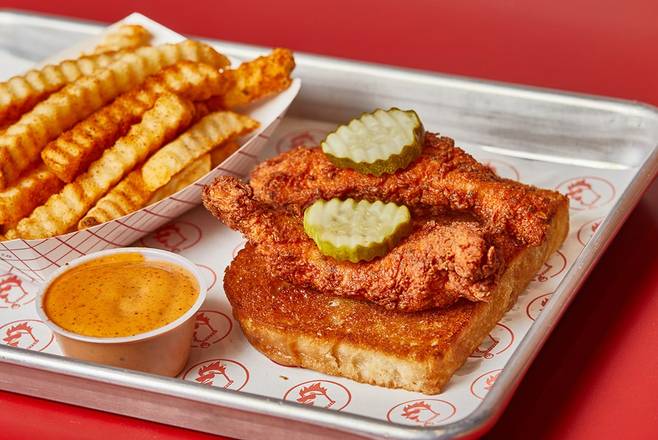Order #4 Two Tender Plate food online from Lucky's Hot Chicken store, Dallas on bringmethat.com