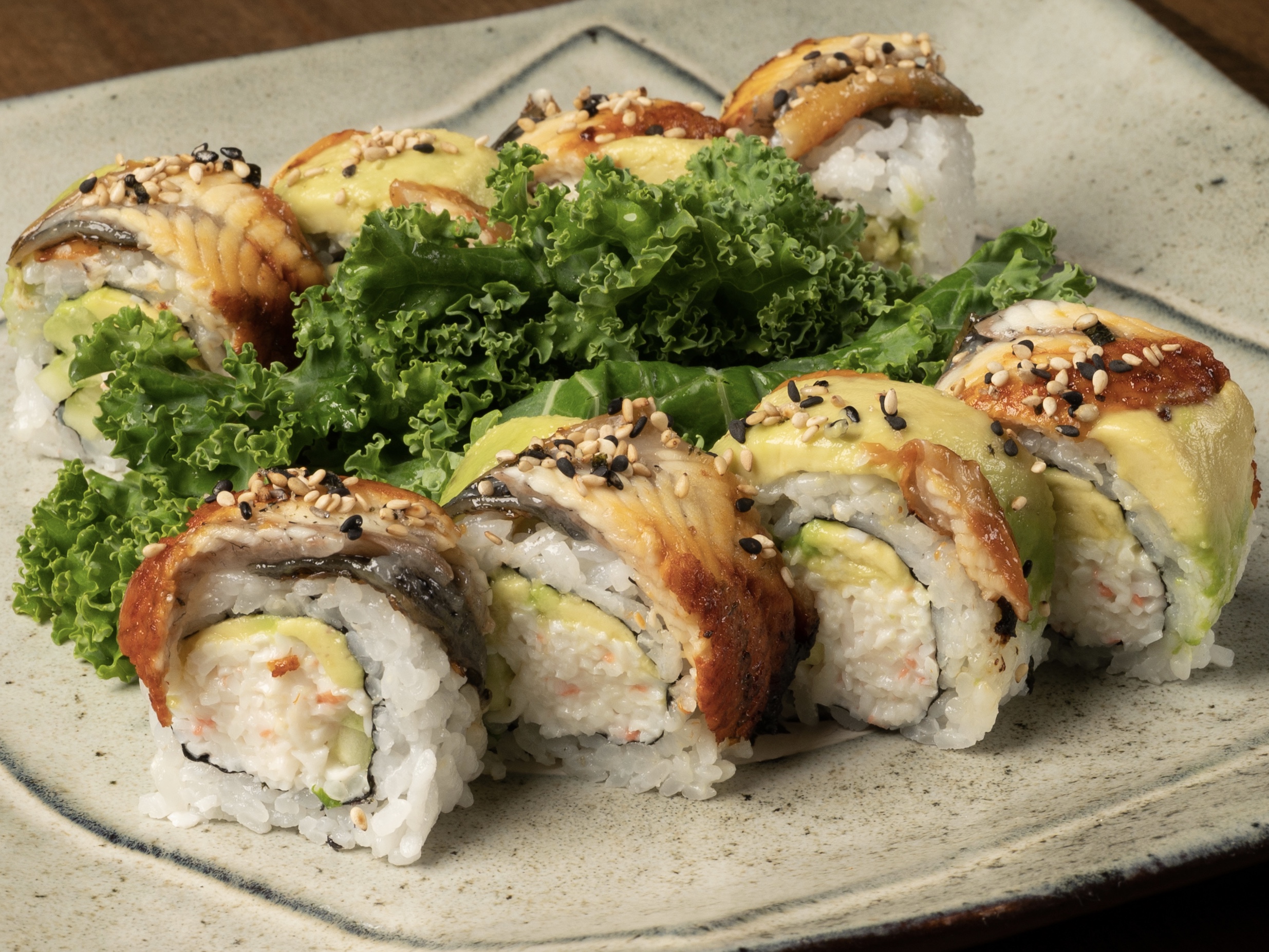 Order Black Dragon Roll food online from Zeppin Sushi store, Los Angeles on bringmethat.com