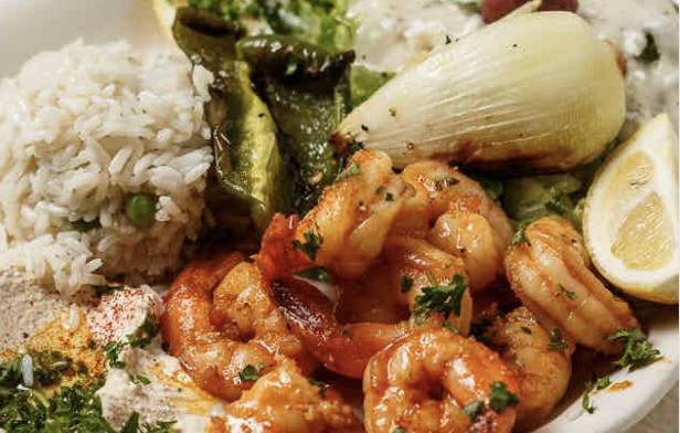 Order Shrimp Shish Kabob food online from Albasha Greek & Lebanese Café store, Covington on bringmethat.com