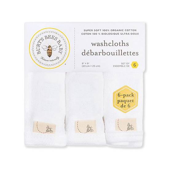 Order Burt's Bees Baby® 6-Pack Cloud Organic Cotton Washcloths food online from Bed Bath & Beyond store, Lancaster on bringmethat.com