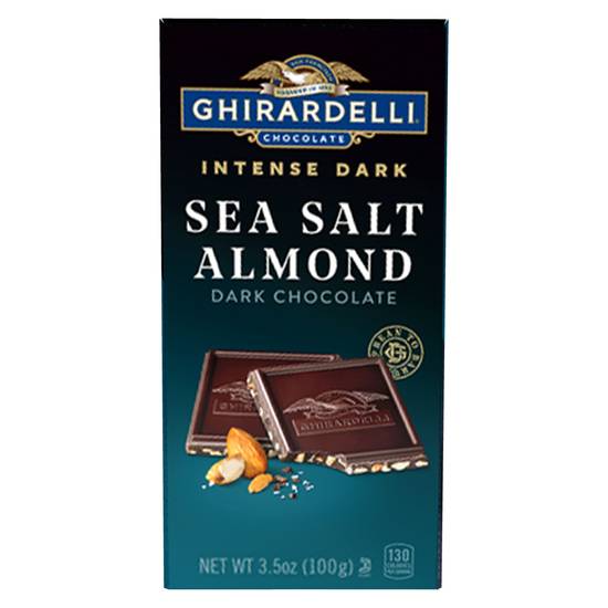 Order Ghirardelli Intense Dark Chocolate Bar Sea Salt Almond (3.5 oz) food online from Rite Aid store, Yamhill County on bringmethat.com
