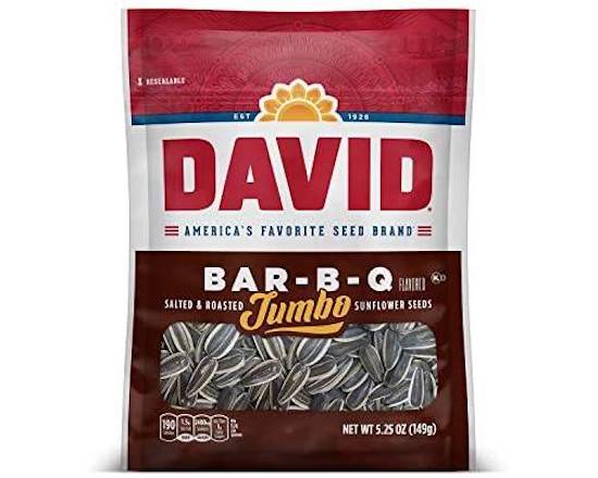 Order David Salted and Roasted Bar B-Q Sunflower Seeds 5.25 oz food online from Central Liquor Market store, Los Angeles on bringmethat.com
