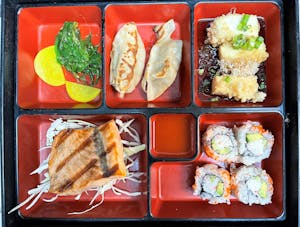 Order Bento Salmon Teriyaki Lunch food online from Mochi Sushi store, Sugar Land on bringmethat.com