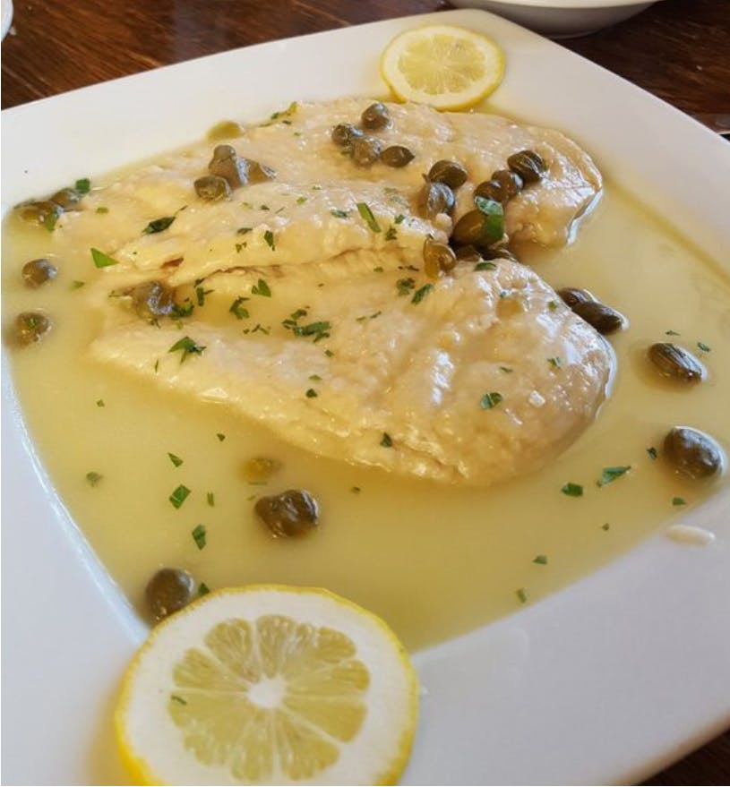 Order Chicken Piccata - Chicken Entrees food online from John Best Pizza Restaurant store, New Milford on bringmethat.com