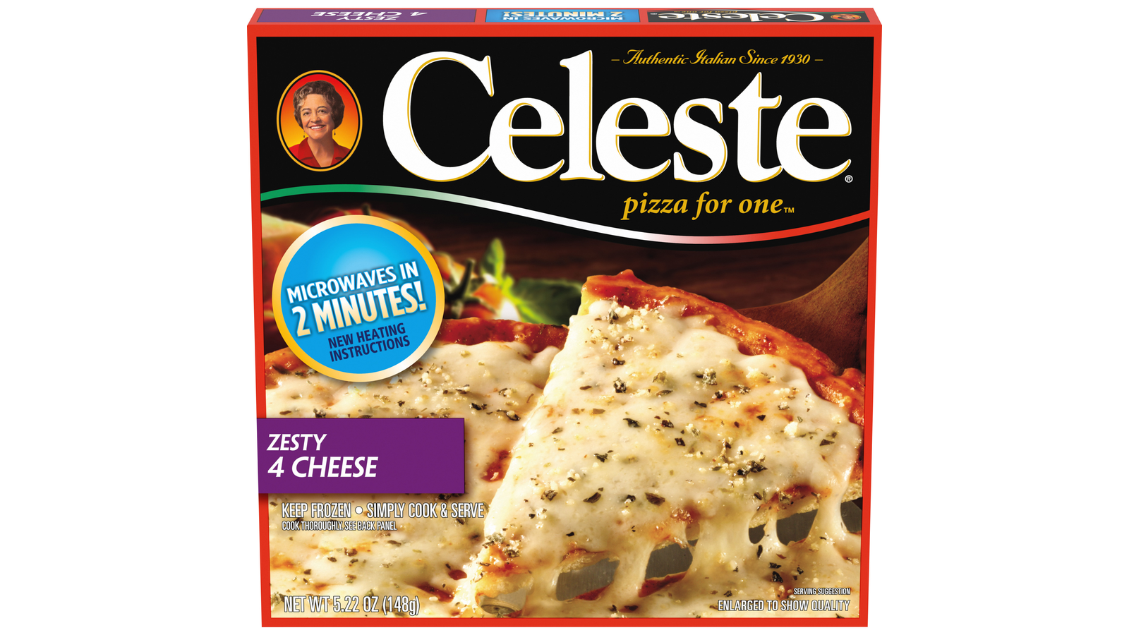 Order Celeste Zesty 4 Cheese Pizza For One, Individual Microwavable Frozen Pizza, 5.22 Oz. food online from Lula Convenience Store store, Evesham on bringmethat.com