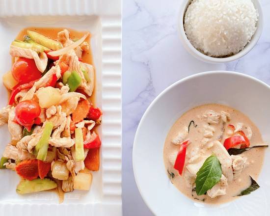 Order (Combo) Sweet & Sour (16oz) + Panang Curry (16oz) food online from Thai Curry store, Arlington on bringmethat.com