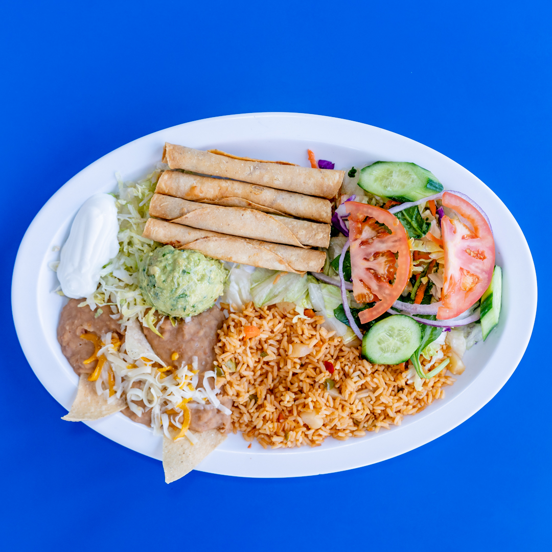Order Taquito Plate food online from Manuel Burger store, Los Angeles on bringmethat.com