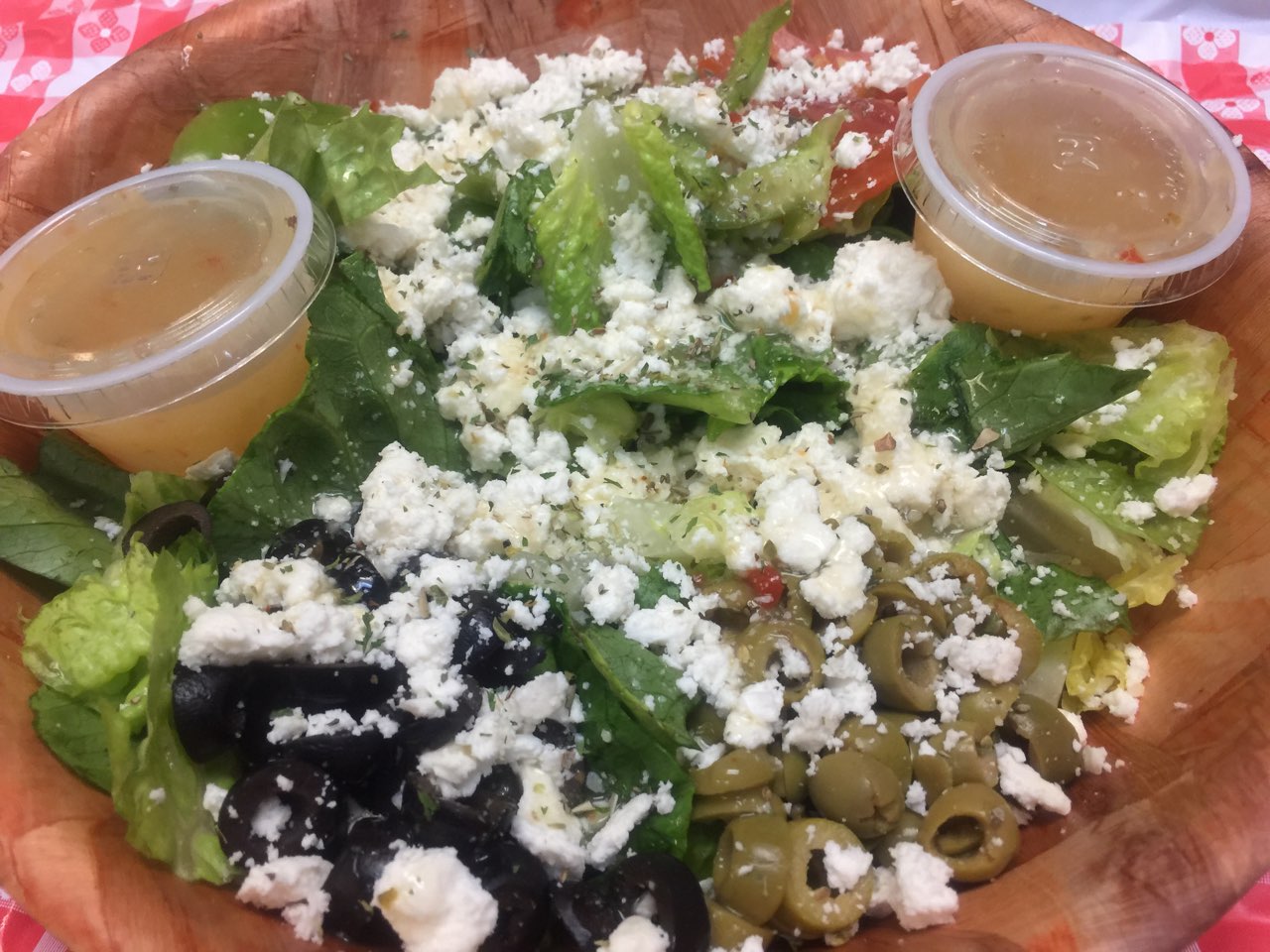 Order Greek Salad food online from Adam's Pizza store, San Antonio on bringmethat.com