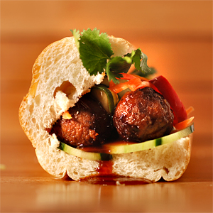 Order #1. Teriyaki Meatball Banh Mi food online from Pane Pane Sandwiches store, Seattle on bringmethat.com