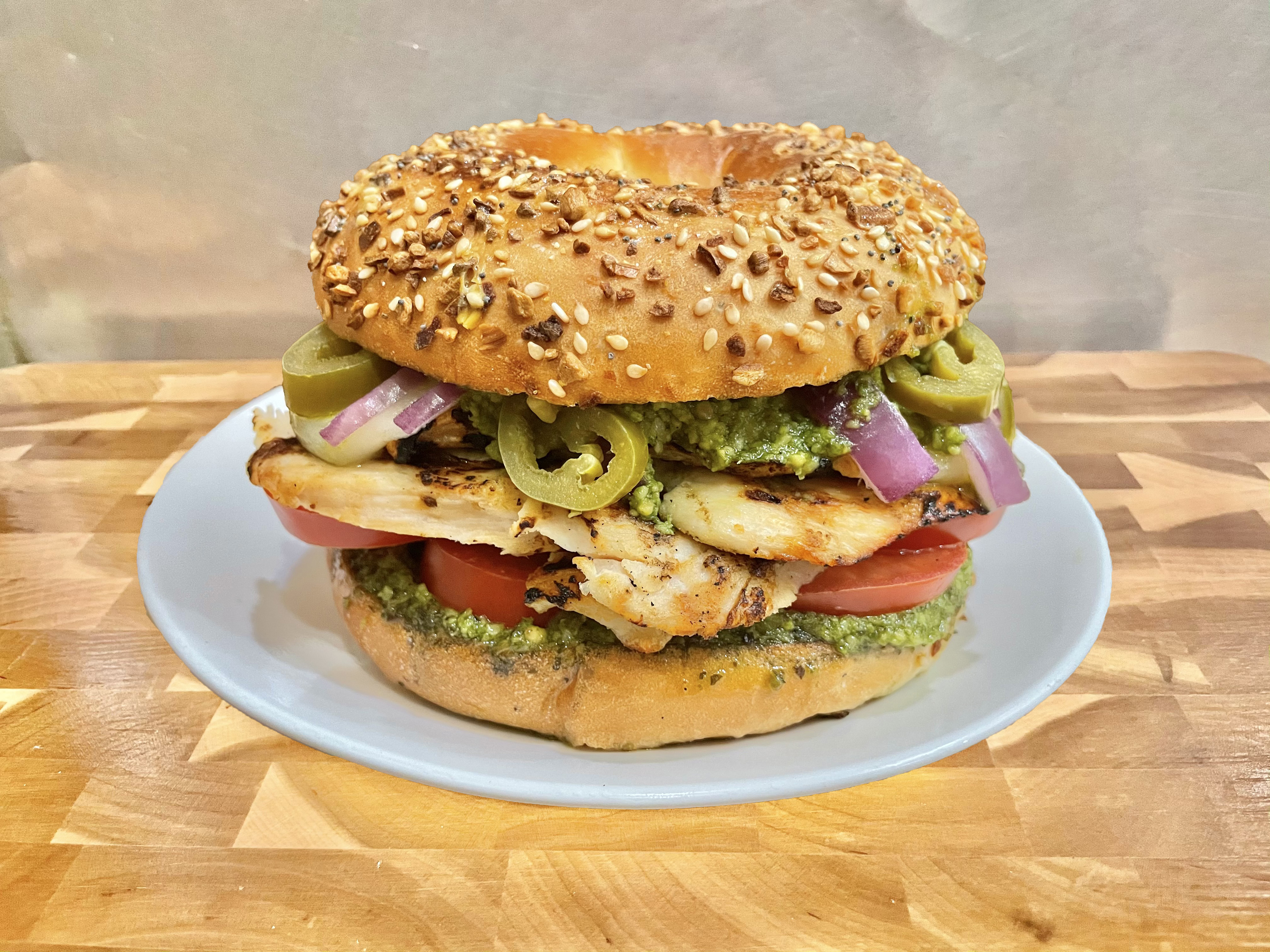 Order Chicken Pesto and Jalapeño Sandwich food online from Glaze Donuts And Bagel Sandwiches store, San Francisco on bringmethat.com
